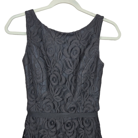 Vintage Dessy Collection Vivian Diamond Black Dress Floral Lace Women's Size 6 2 - Picture 5 of 12